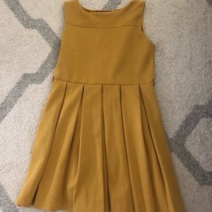 Pleated mustard a-line e1-London dress